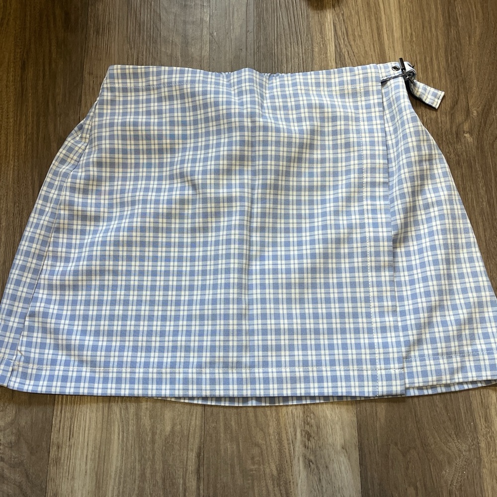 Wild Fable Light Blue Plaid Mini Skirt